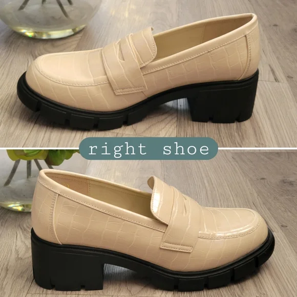 ZBY Embossed Croc Off-white Penny 2.25" Platform Lug Loafer Heel,  Women's US 9 - Picture 8 of 15